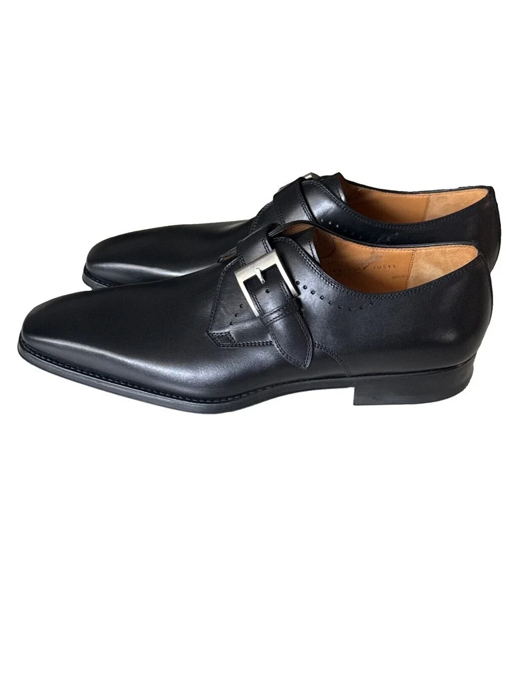 New Magnanni Marco Mens Black Single Monk Strap Dress Shoes US 11